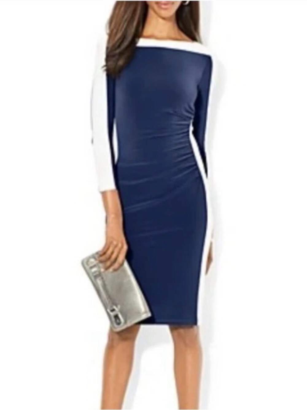 Lauren Ralph Lauren Navy Ruched Bodycon Midi Dress
Size 4